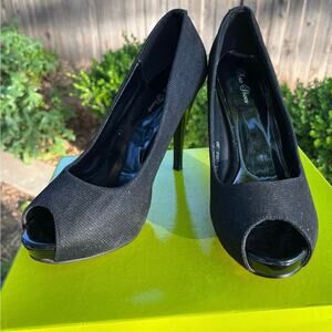 Black Shimmer Hidden Platform Pump Women’s Heels size EU39/US 8 EUC like new